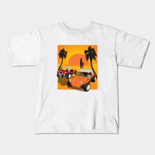 Dune Buggy  Front and Back with Sunset and Surfer Dune Buggies Kids T-Shirt